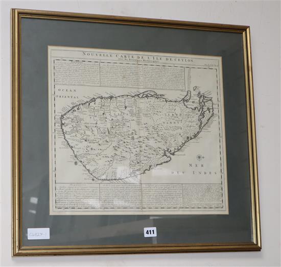 Henri Abraham Chatelain map, 1719, Nouvelle Carte de Lisle de Ceylon, 39.5 x 44.5cm